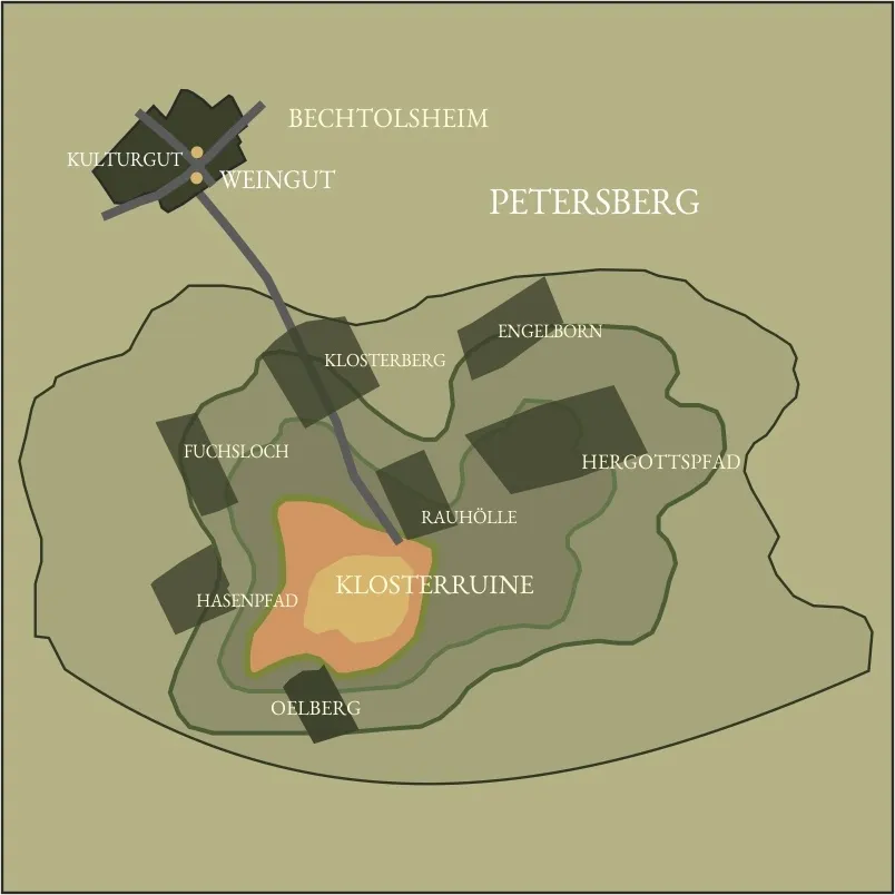 Lagenkarte der Weinberge des Weinguts Bretz rund um Bechtolsheim